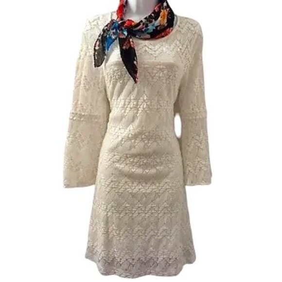 Dresses & Skirts - White Lace Dress With Multi-Color Scarf